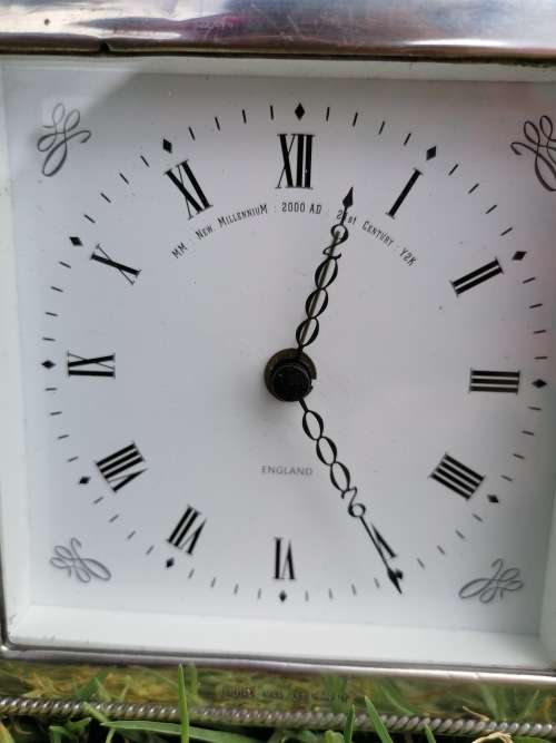 Y2K MILLENNIUM STERLING SILVER QUARTZ DESK CLOCK - PJ PANTON - BIRMINGHAM 2000 WORKING, BATTERY INCL