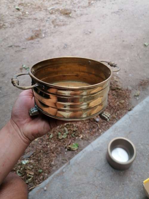 Cute brass pot with lion paws