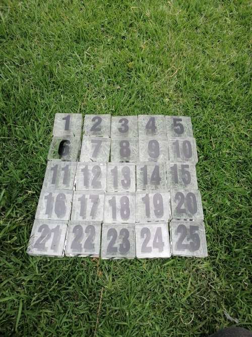 perspex table numbers 1-25