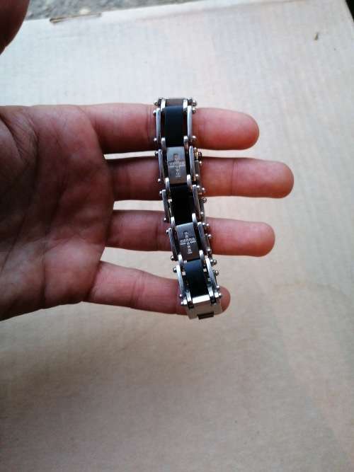 Men`s 1/4 CT. T.W. Diamond Two-Tone Stainless Steel Cross Bracelet