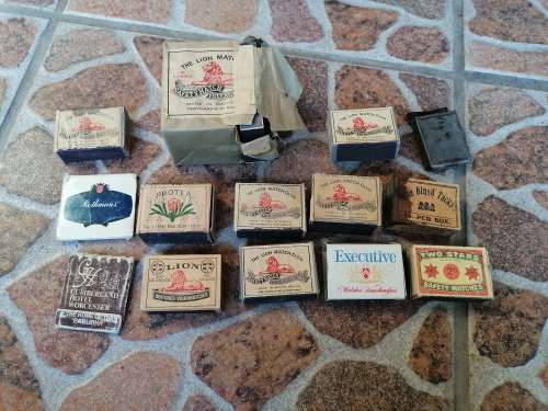 Very old match collection, some full some empty