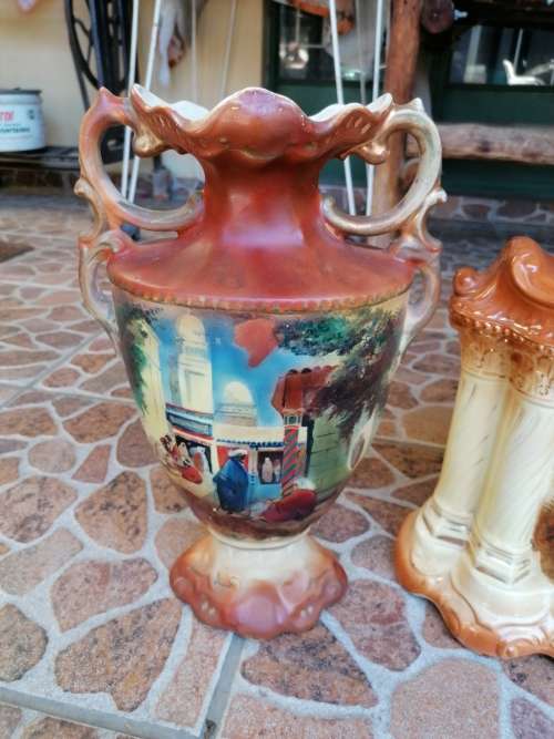 Wow stunning old porcelain Mantle set. Clock needs a service