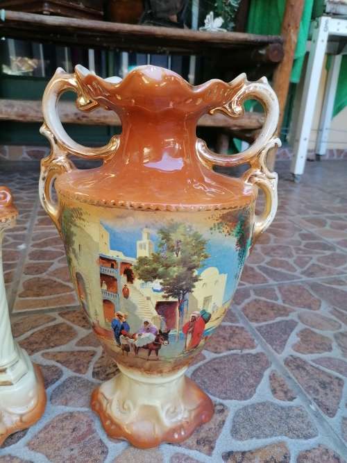 Wow stunning old porcelain Mantle set. Clock needs a service