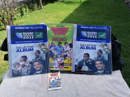 3 x Rugby trading cars albums +-200 cards