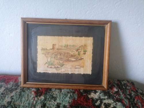 Miniature Drawing Painting Papyrus Pesci Centro Del Papiro Siracusa Italy with certificate