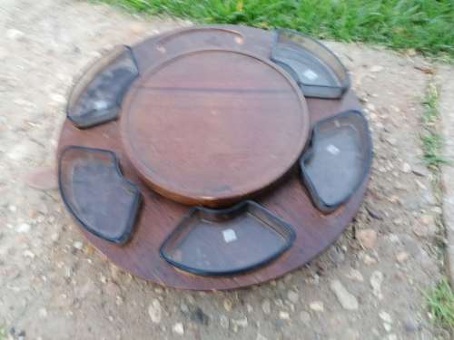 Vintage lazy susan. One glass missing