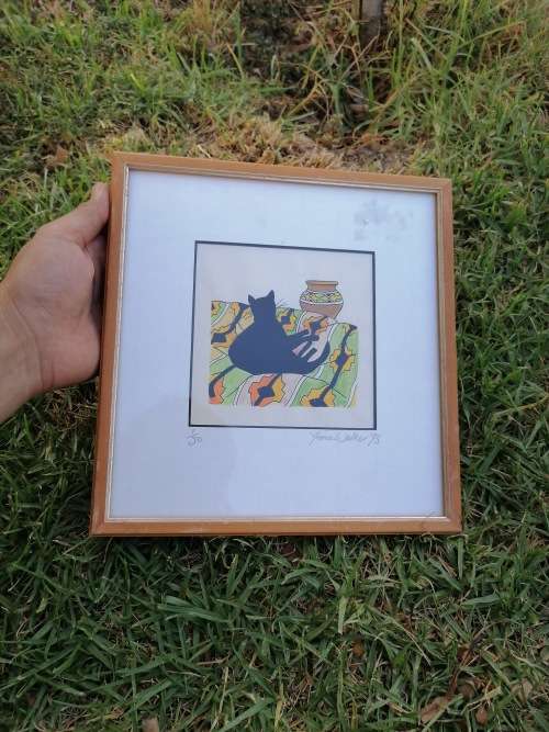 Lovely framed cat picture by Fiona walker 23.5cm x  24cm