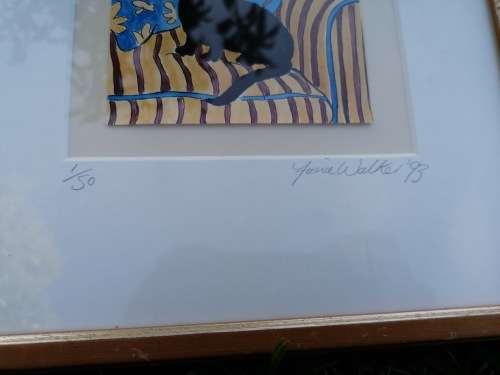 Lovely framed cat picture by Fiona walker 23.5cm x  24cm