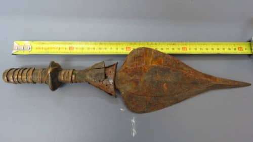 Antique Metal African Dagger in Fragile Condition. Handle is Loose.