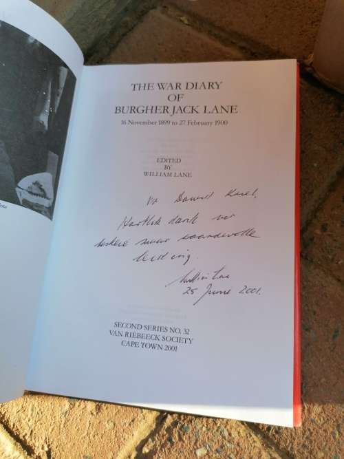 The War Diary of Burgher Jack Lane 1899-1900   Signed copy