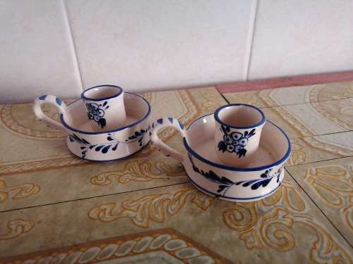 VINTAGE DELFT BLUE DELFTS BLAUW 98.10168 CERAMIC CANDLESTICK HOLDERS