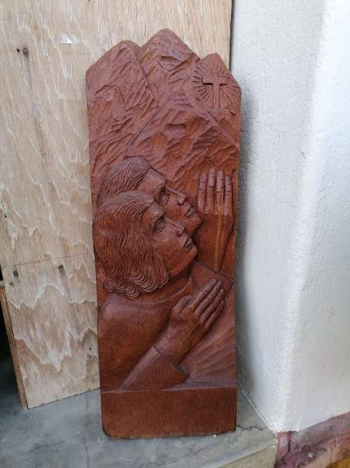 Rare Antique Christian Religious Woodcarving by Dutch Artist Cor Wijker (1890 - 1969)