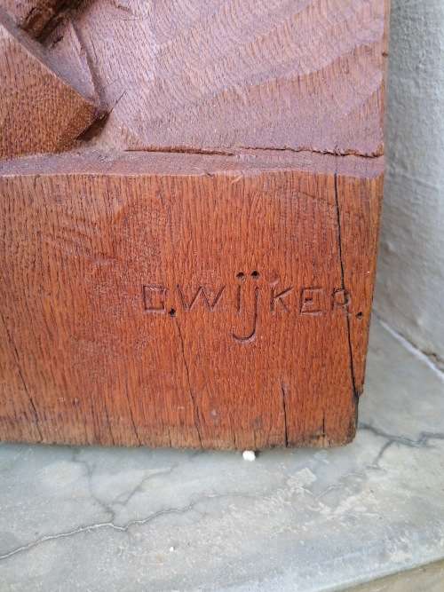 Rare Antique Christian Religious Woodcarving by Dutch Artist Cor Wijker (1890 - 1969)