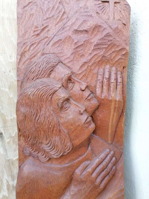 Rare Antique Christian Religious Woodcarving by Dutch Artist Cor Wijker (1890 - 1969)