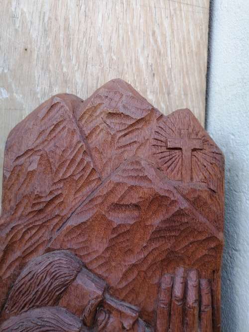 Rare Antique Christian Religious Woodcarving by Dutch Artist Cor Wijker (1890 - 1969)