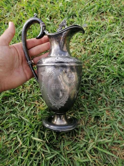 Lovely antique silver plated item Do have a dent on one side and foot piece