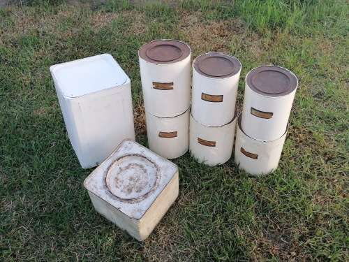 Antique tin collection.
