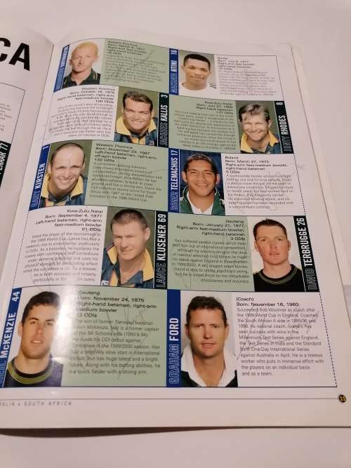 AUSTRALIA VS SOUTH AFRICA SIGNED CRICKET PROGRAMME