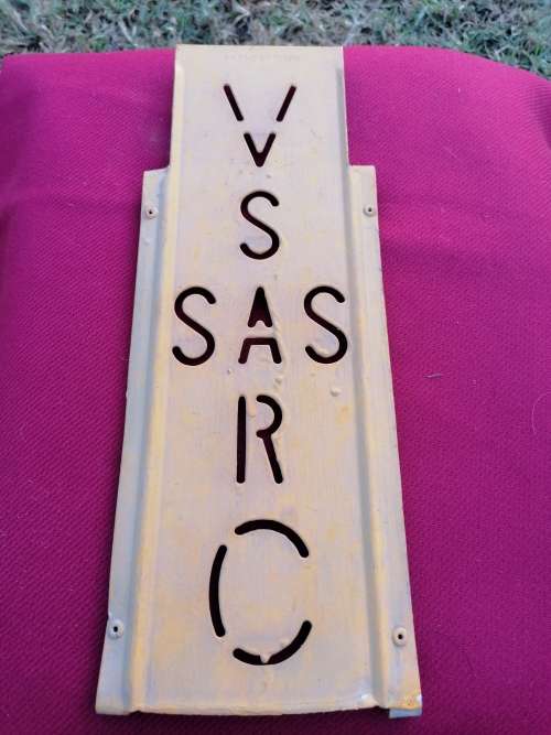SAS / SAR SIDING METAL PLATE. 38 CM X 10 CM. ( S.A. RAILWAYS ) 1980s