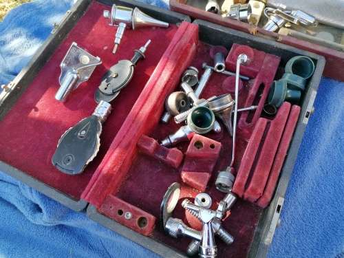 Vintage Welch Allen otoscope and lots of attachments bid for all not tested