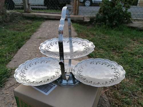 TIER FOLDING STAINLESS STEEL CAKE STAND MADE IN ENGLAND