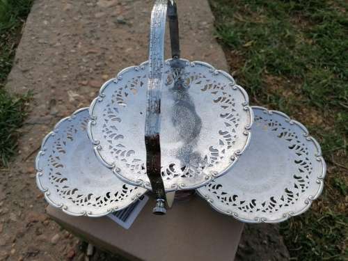TIER FOLDING STAINLESS STEEL CAKE STAND MADE IN ENGLAND