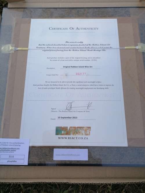original fence from robben Island prison with authentication certificate