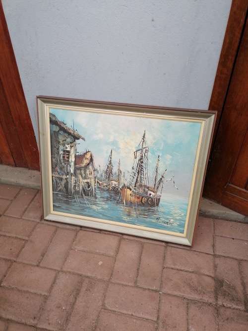 Lovely framed oil on board painting