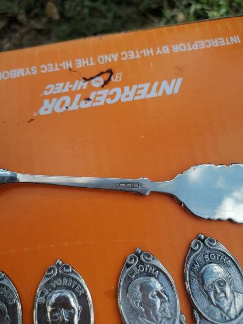 Vintage spoon set of 10 old South African presidents faces, birth date and death dates
