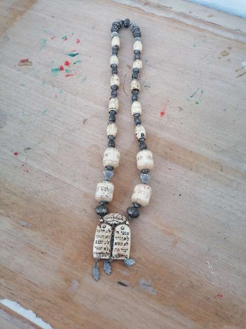 Vintage Ten Commandments in Hebrew Necklace
