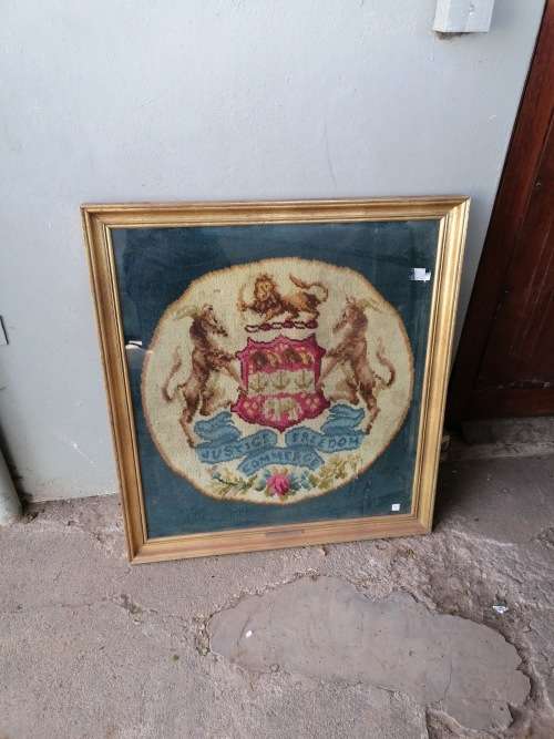 RARE British south africa company crest owner of railways 1892-1947 tapestry