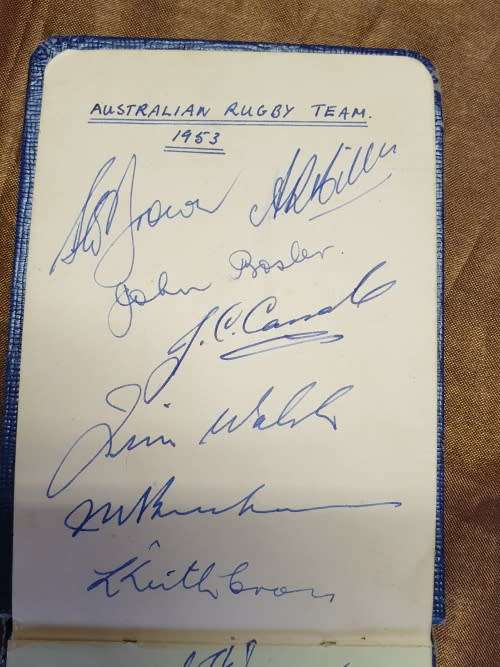 Wow rare find Autographs - Aus (Rugby) 1953 and NZ (Cricket) 1953. 45 Signatures.