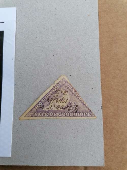 B170611 SIDEWAYS WMK  PERFIN REVENUE Cape of Good Hope 1863 SG 20A BRIGHT MAUVE Perkins  R40 000