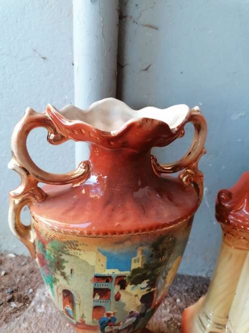 Wow stunning old porcelain Mantle set. Clock needs a service
