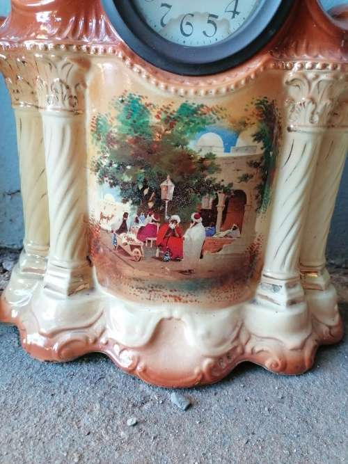 Wow stunning old porcelain Mantle set. Clock needs a service
