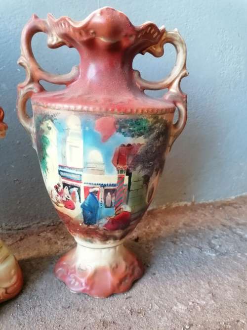 Wow stunning old porcelain Mantle set. Clock needs a service
