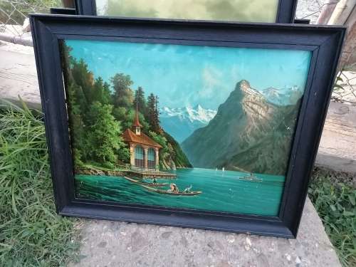 Vintage framed print. Some water damage