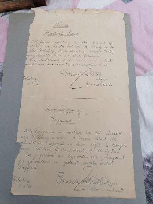 ULTRA RARE BOER WAR AFRICANA 1901 DOCUMENT SIGNED BY Major F. W. G. Tothill