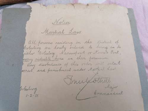 ULTRA RARE BOER WAR AFRICANA 1901 DOCUMENT SIGNED BY Major F. W. G. Tothill