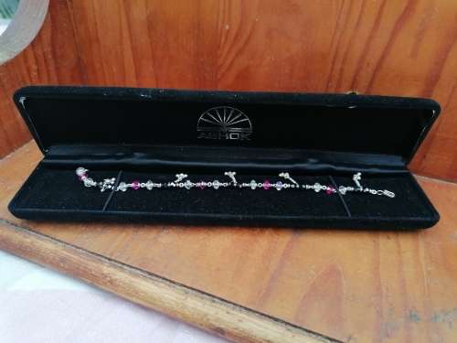 Ashok sterling silver bracelet made with swarovski elements of pink, black & white crystal