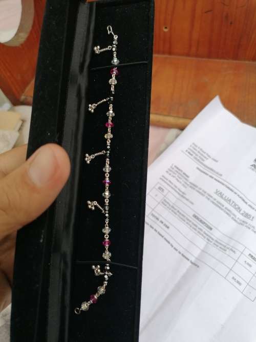 Ashok sterling silver bracelet made with swarovski elements of pink, black & white crystal