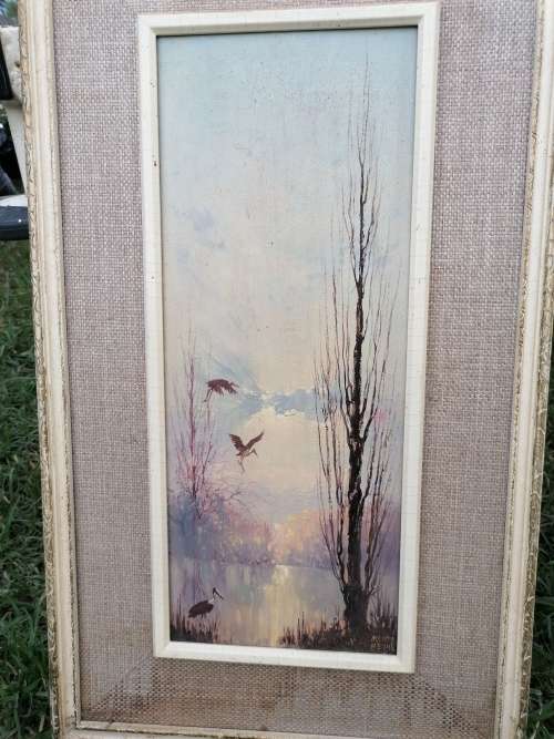 very old set of 3 oil on board Monte Heyns paintings(1923-2001)