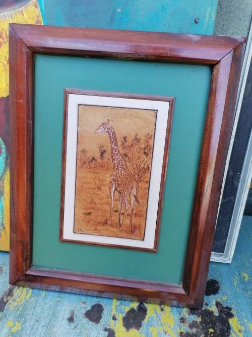 VAL ODENDAAL  on Kudu Leather - originally framed