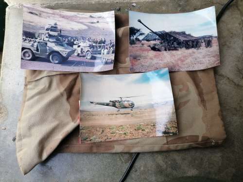 Original military photos with a camo bag