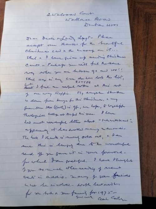 **Inscribed** SCHWIKKARD of Natal and the Old Transvaal. `Plus personal letter from Author`