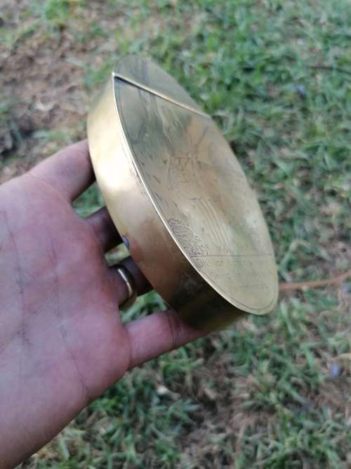 Rare 18th Century Brass Large Snuff Box / Tobacco Box Engraved
