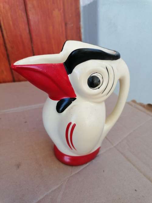 RARE Antique Boho Chic Erphila Czech Ceramic Toucan Creamer Pitcher