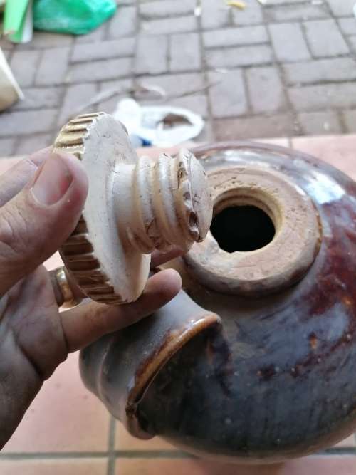 VINTAGE CERAMIC FLAGON WITH STOPPER