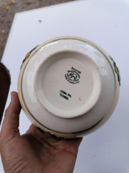 Antique Booths China Della Robbia Harvest Embossed Fruit Cream Soup Bowl