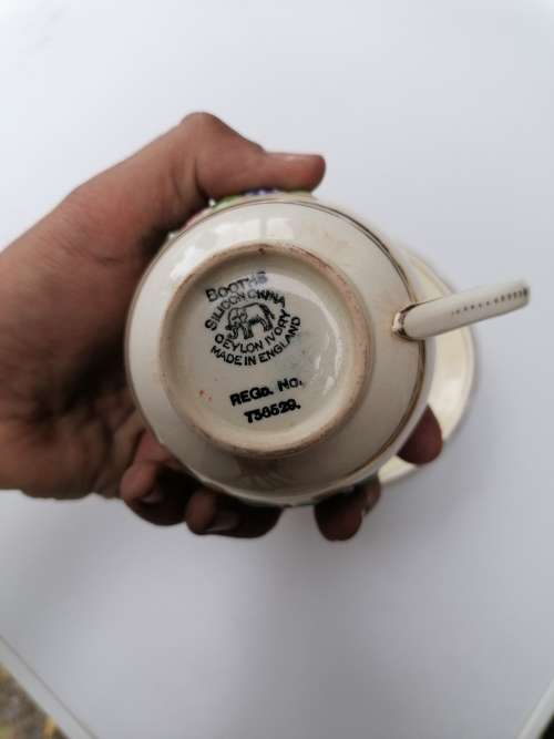 Antique Booths silicon China oeylon ivory cup and saucer